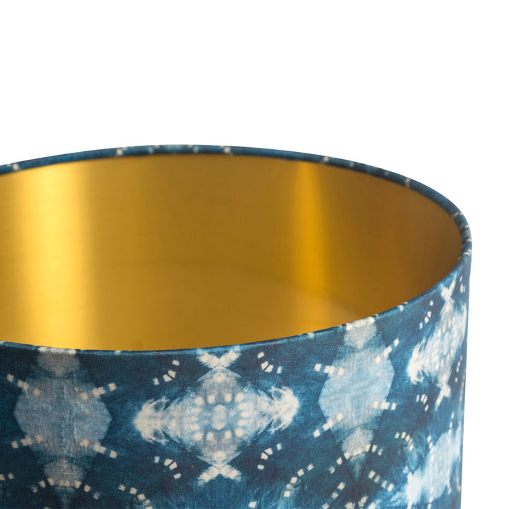 Indigo Itajime Row Drum Lampshade
