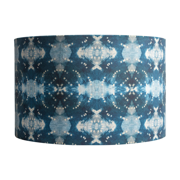 Indigo Itajime Row Drum Lampshade