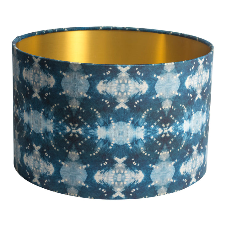Indigo Itajime Row Drum Lampshade