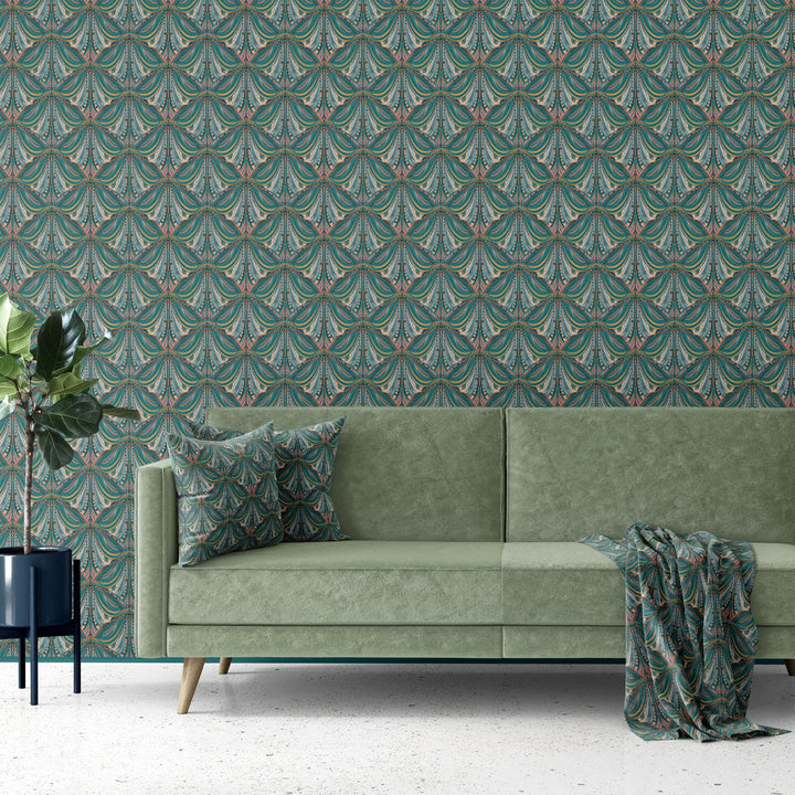 Mumbai Deco Teal Wallpaper