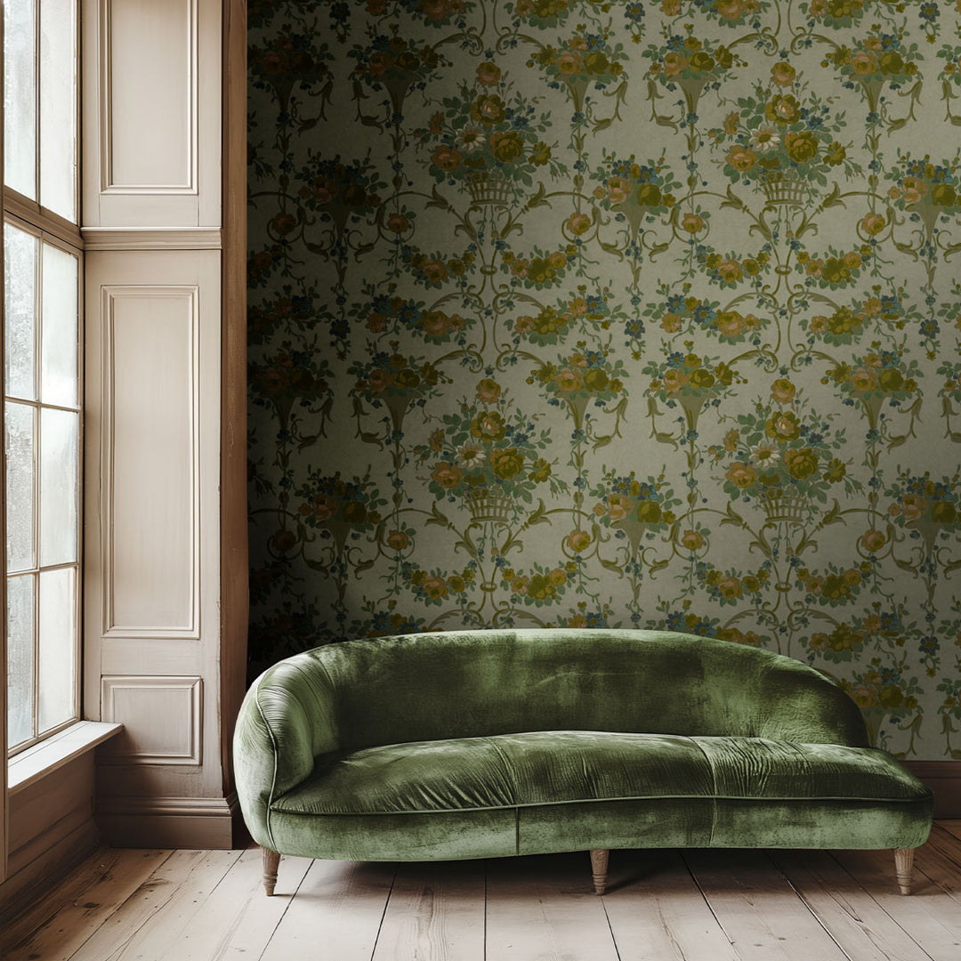 Bouquet Ochre Wallpaper