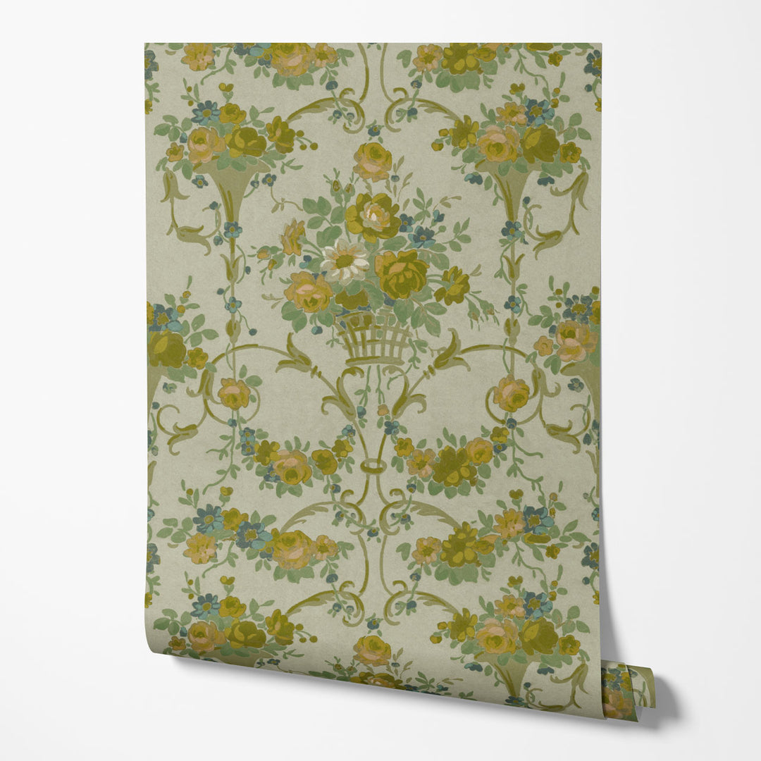 Bouquet Ochre Wallpaper