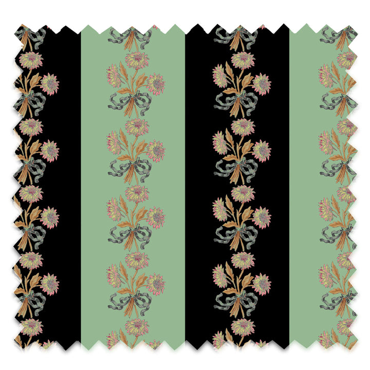 Chateau Stripe Ink and Mint Velvet Fabric Sample