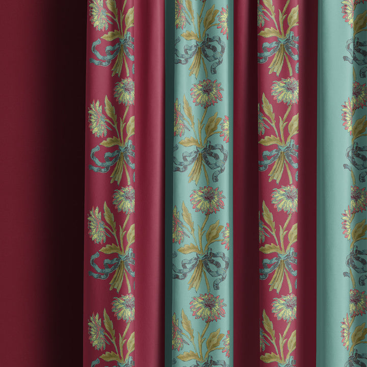 Chateau Stripe Cherry and Blue Recycled Velvet