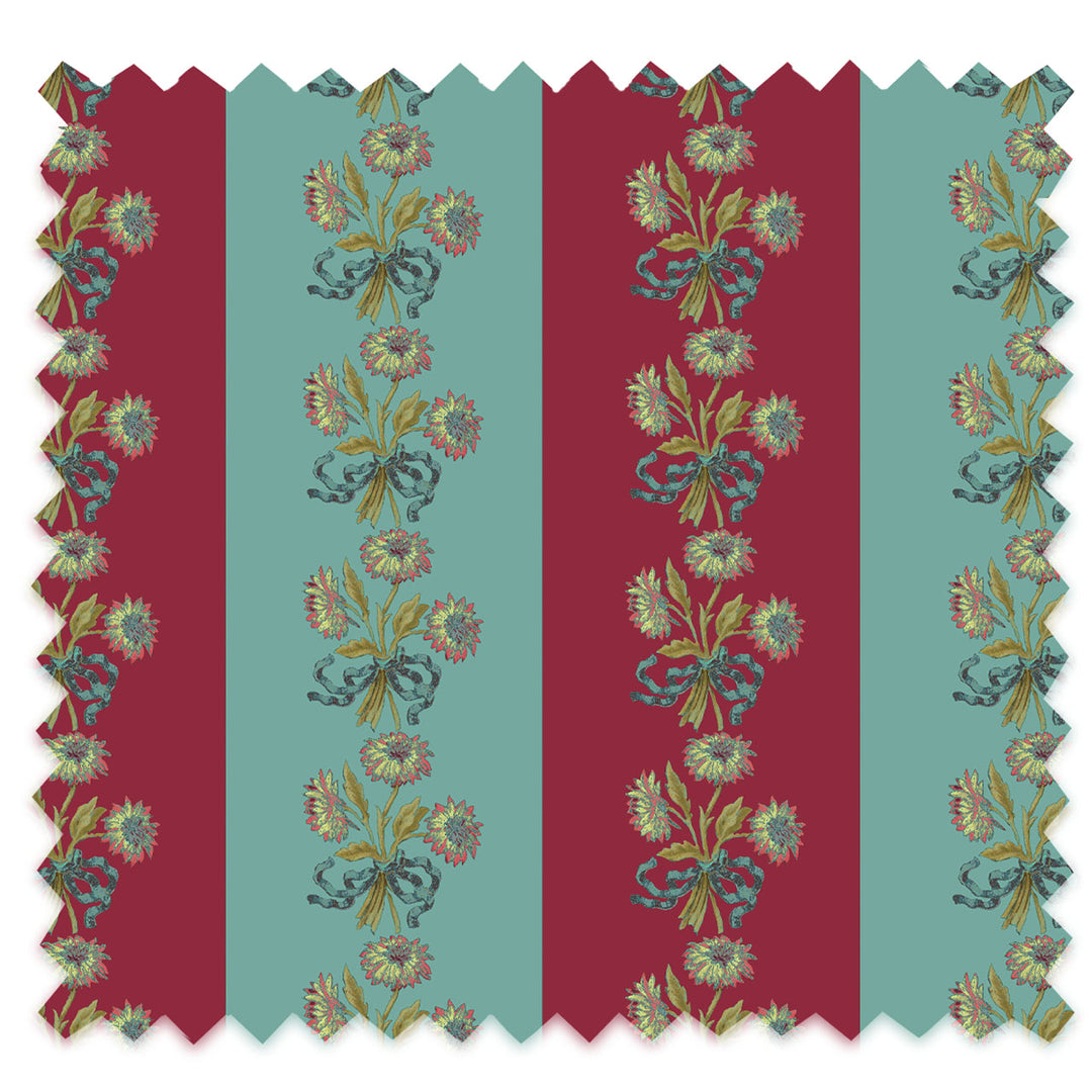 Chateau Stripe Cherry and Blue Recycled Velvet