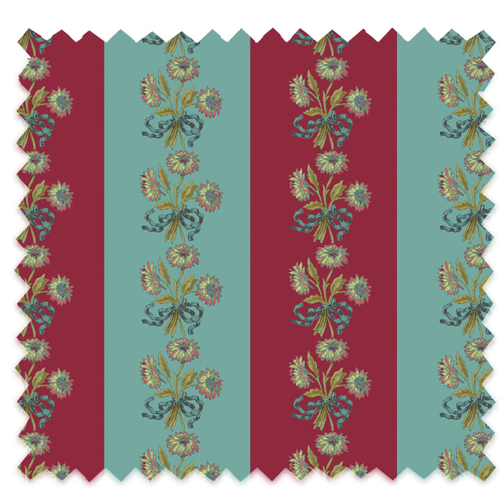 Chateau Stripe Cherry and Blue Recycled Velvet
