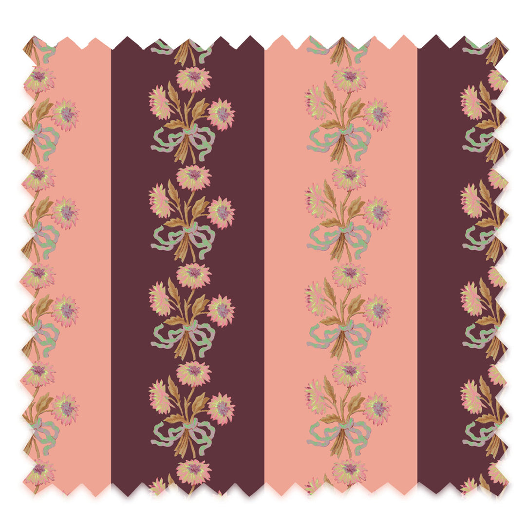 Chateau Stripe Peach and Burgundy Recycled Velvet