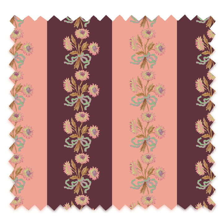 Chateau Stripe Peach and Burgundy Recycled Velvet
