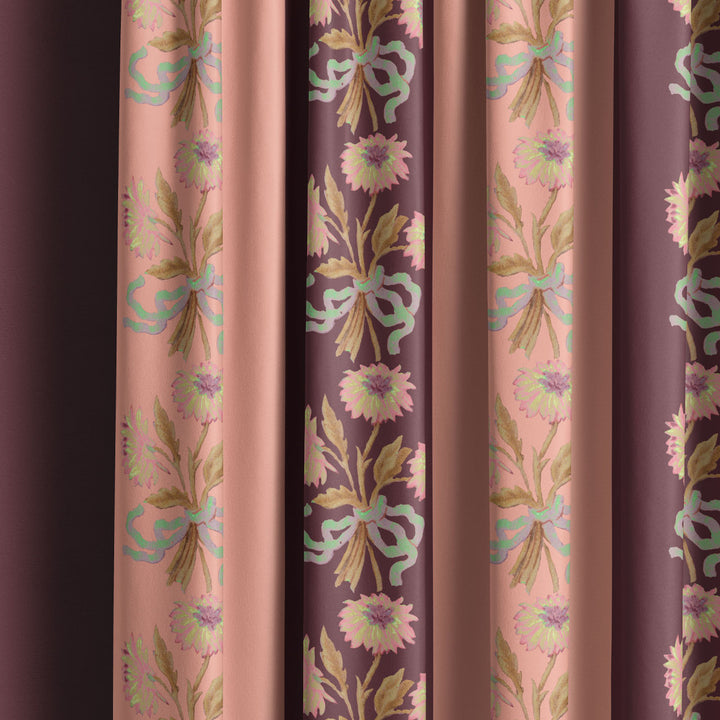 Chateau Stripe Peach and Burgundy Recycled Velvet