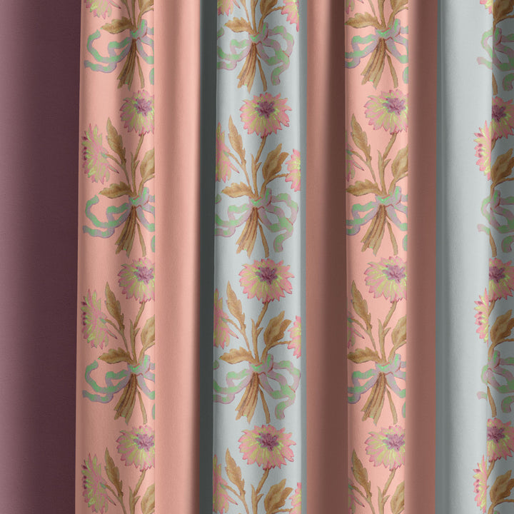 Chateau Stripe Peach and Cloud Velvet Fabric