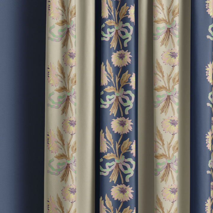 Chateau Stripe Prussian and Fawn Recycled Velvet