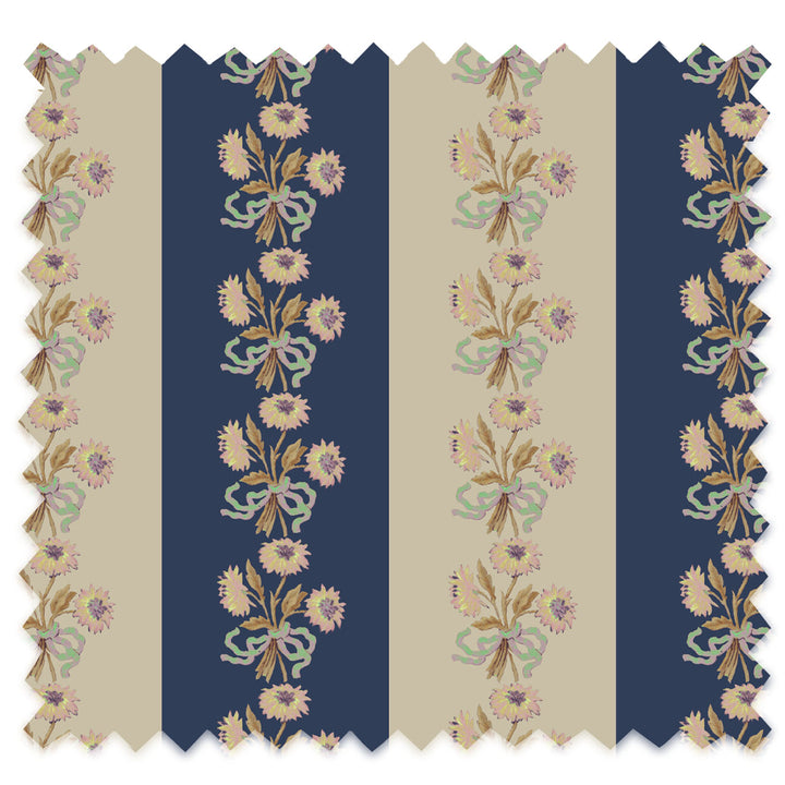 Chateau Stripe Prussian and Fawn Recycled Velvet