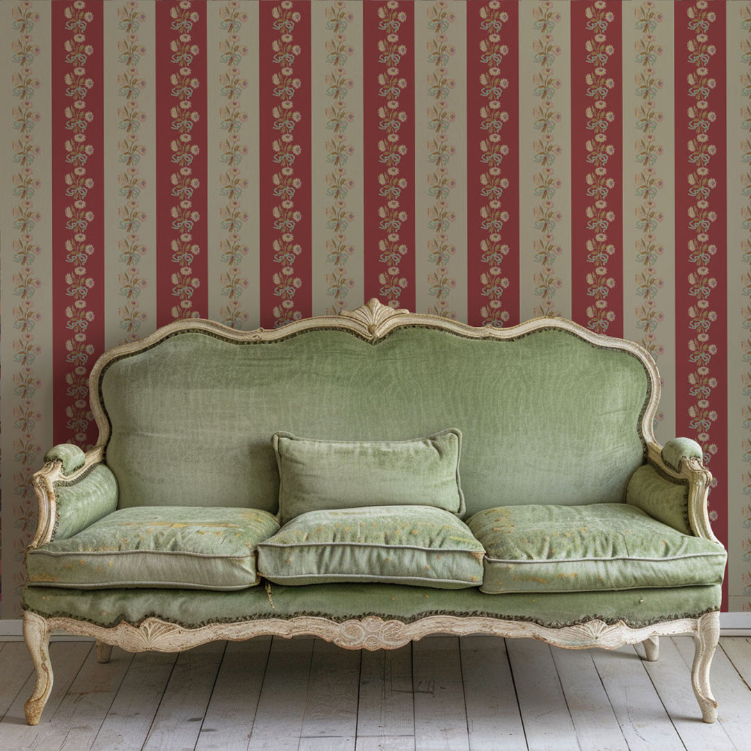 Chateau Stripe Pumpkin and Spice Wallpaper
