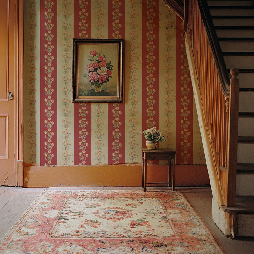 Chateau Stripe Pumpkin and Spice Wallpaper