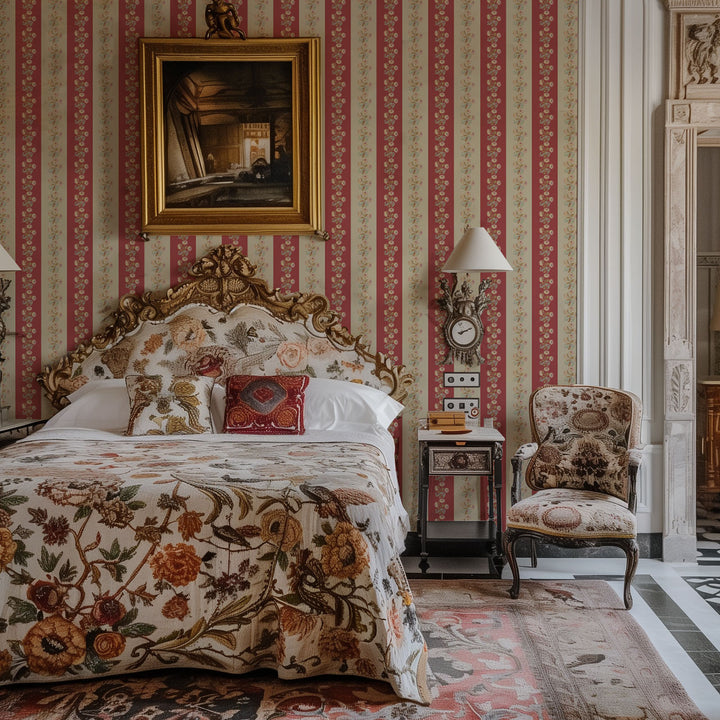 Chateau Stripe Pumpkin and Spice Wallpaper