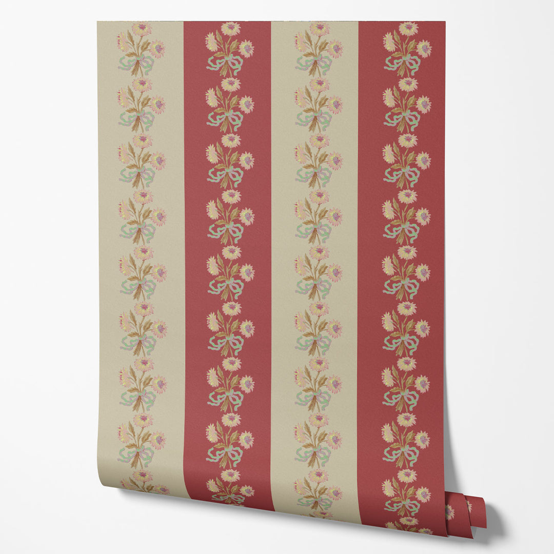 Chateau Stripe Pumpkin and Spice Wallpaper