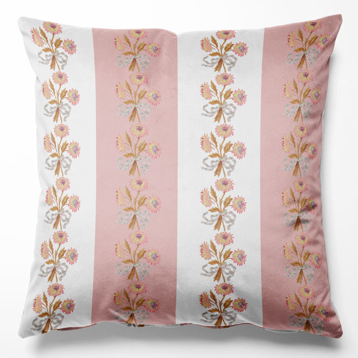 Chateau Stripe Peony and Chalk Cushion