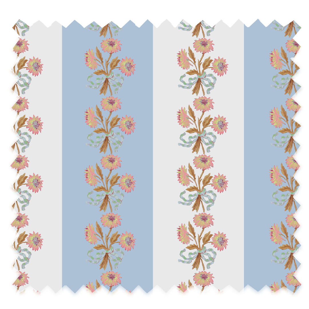 Chateau Stripe Wedgwood and Chalk Recycled Velvet