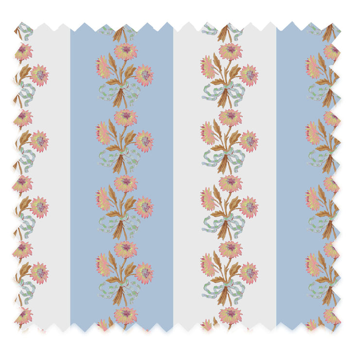Chateau Stripe Wedgwood and Chalk Recycled Velvet