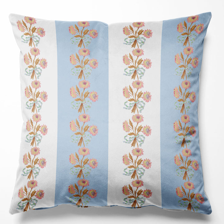 Chateau Stripe Wedgwood and Chalk Cushion