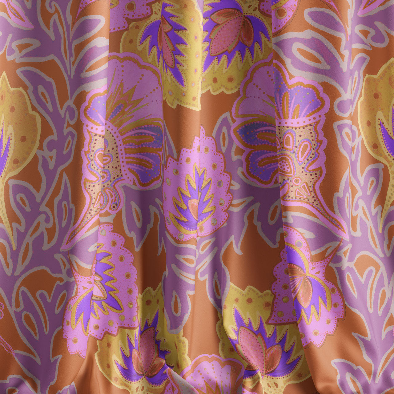 Garden of India Tangerine Velvet Fabric Sample