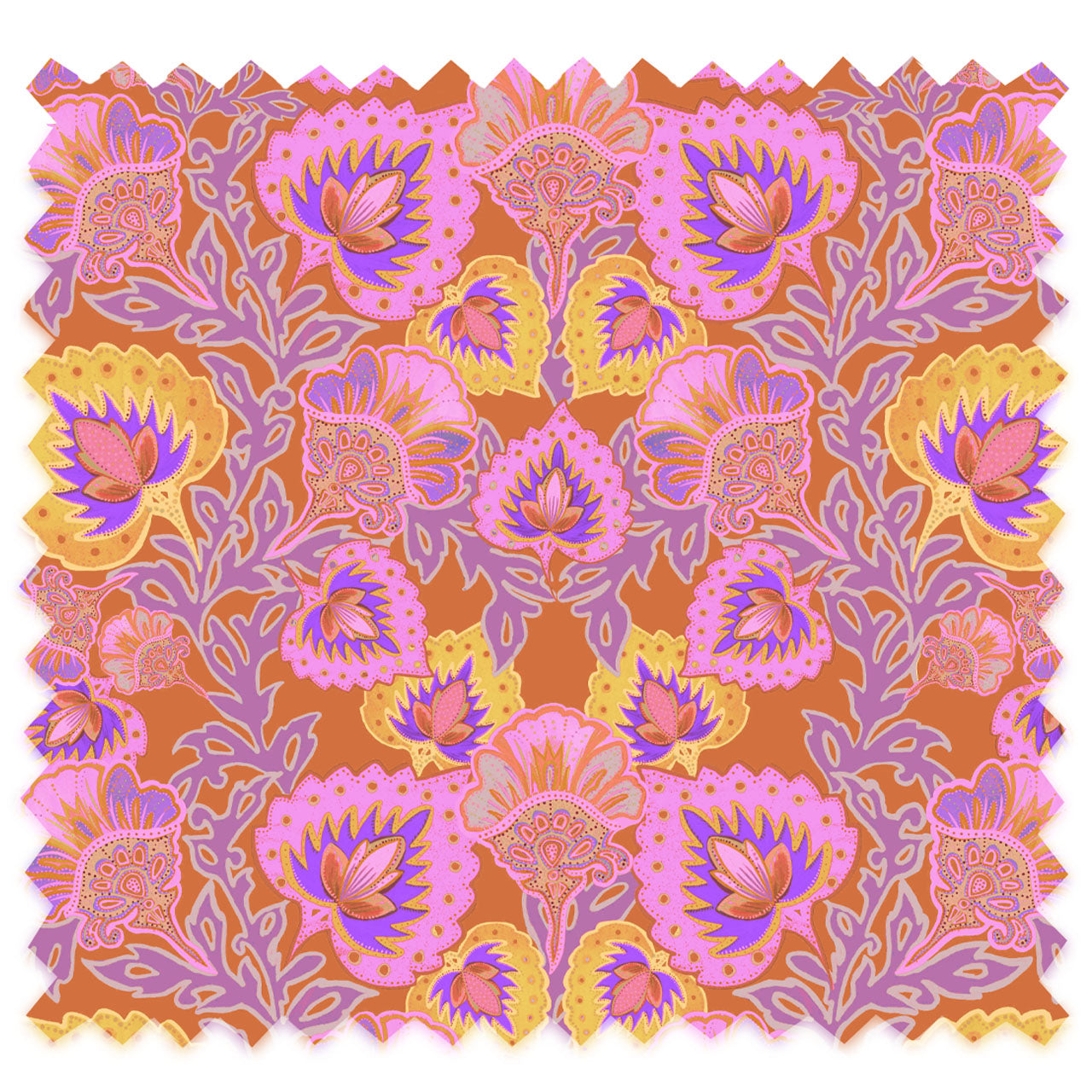 Garden of India Tangerine Velvet Fabric