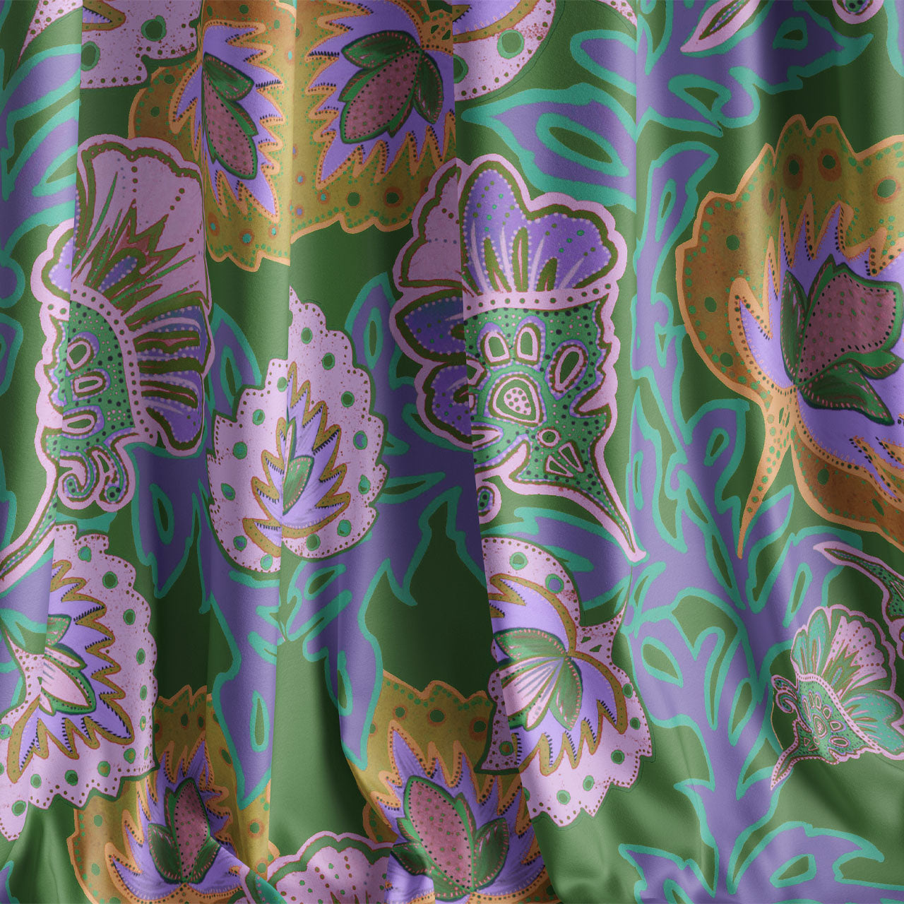 Garden of India Clover Velvet Fabric Sample