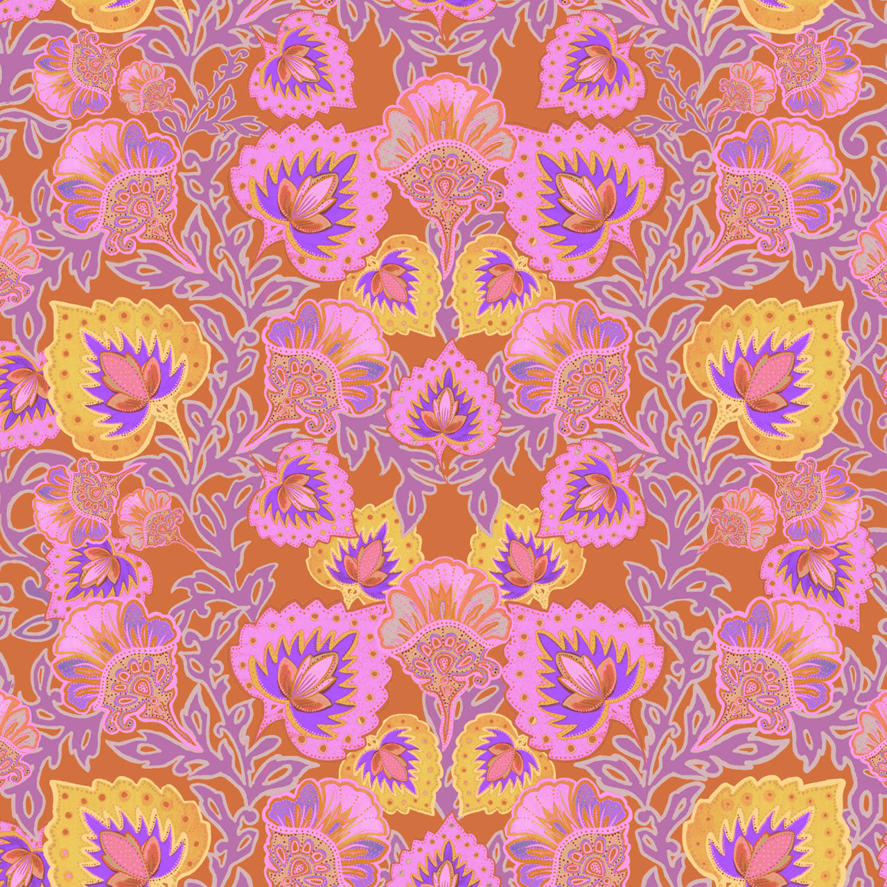 Garden of India Tangerine Wallpaper Sample