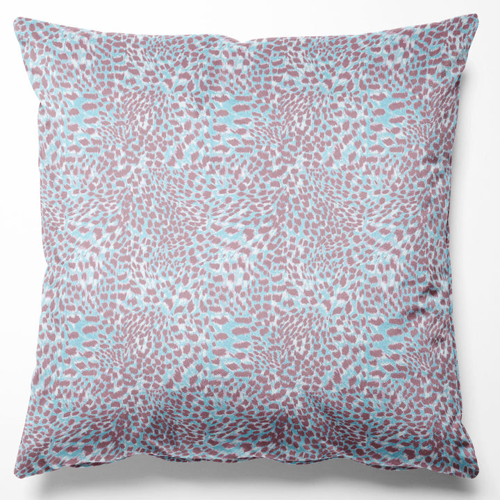 Leopard Ice Blue Velvet Cushion