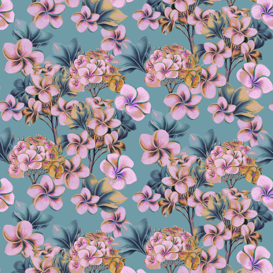 Les Fleurs Powder Blue Wallpaper Sample