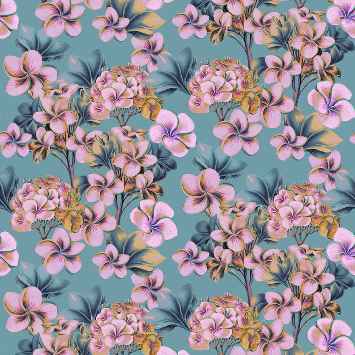 Les Fleurs Powder Blue Wallpaper Sample