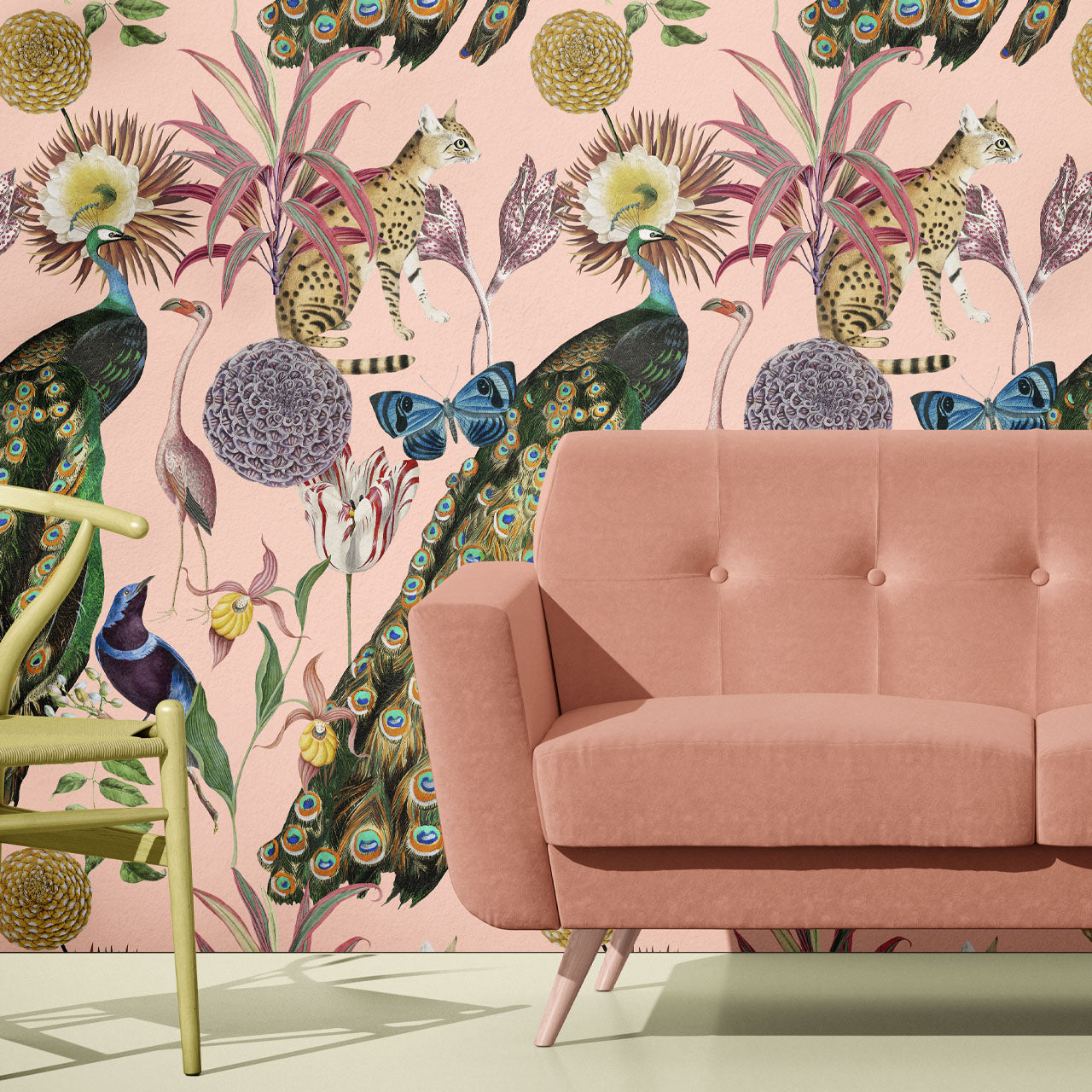 Les Plumes Flamingo Wallpaper Sample