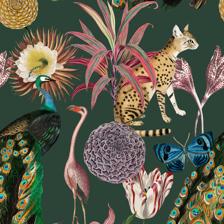 Les Plumes Palm Green Wallpaper