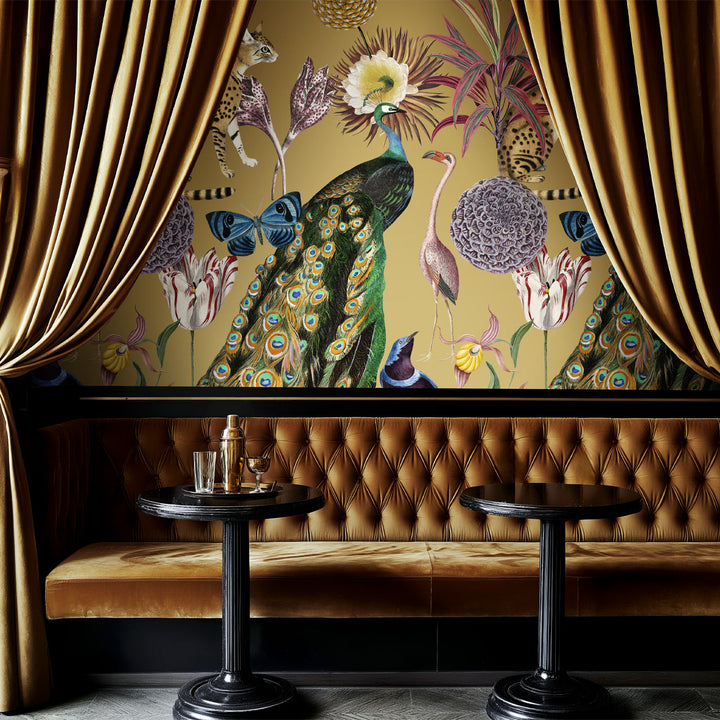 Les Plumes Antique Gold Wallpaper
