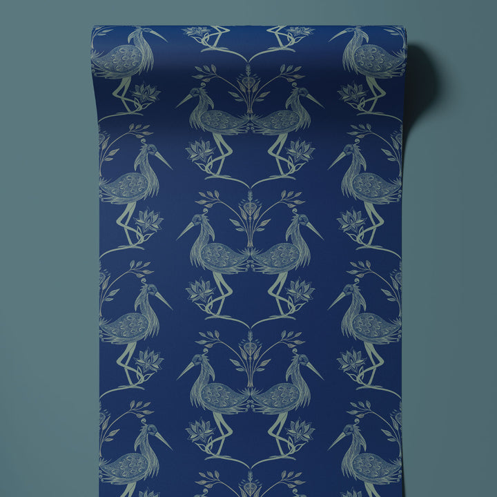 Lotus Egyptian Blue Wallpaper