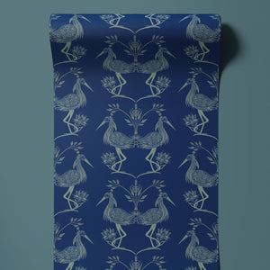 Lotus Egyptian Blue Wallpaper