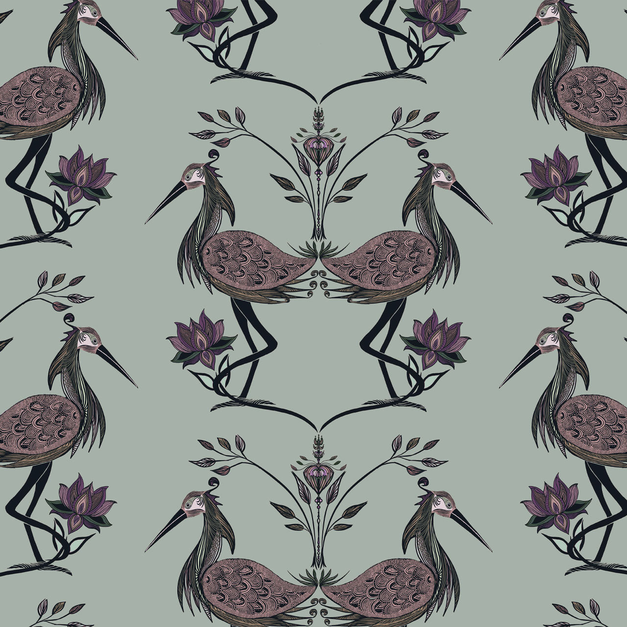 Lotus Pistachio Wallpaper Sample