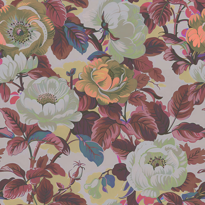 Rococo Roses Claret Wallpaper Sample