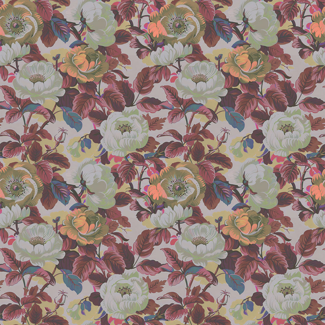 Rococo Roses Claret Wallpaper Sample