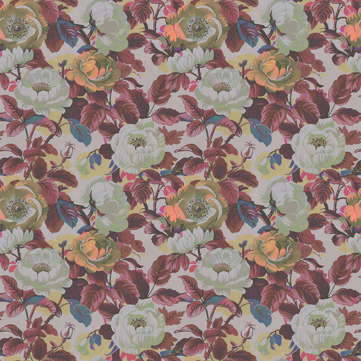 Rococo Roses Claret Wallpaper Sample