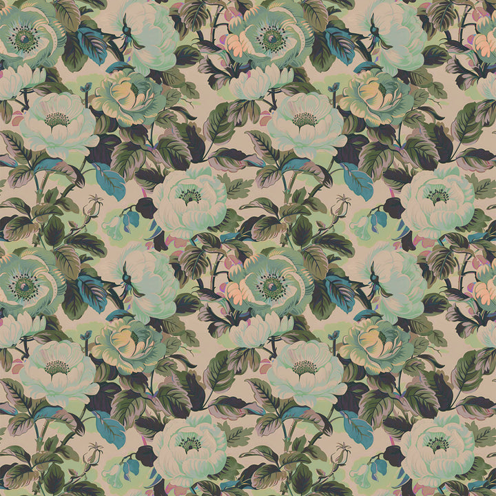 Rococo Roses Sage Wallpaper