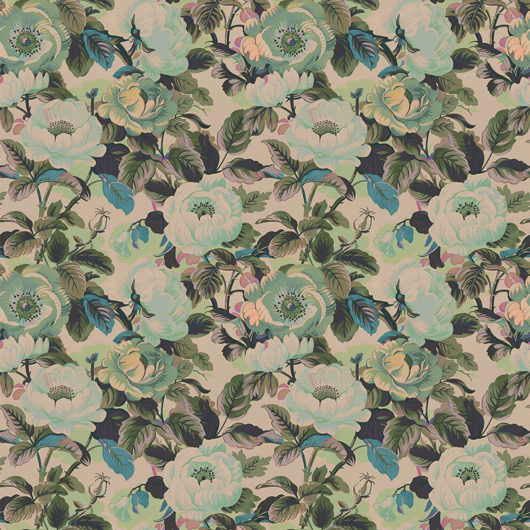 Rococo Roses Sage Wallpaper Sample