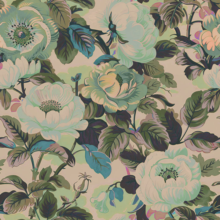 Rococo Roses Sage Wallpaper Sample