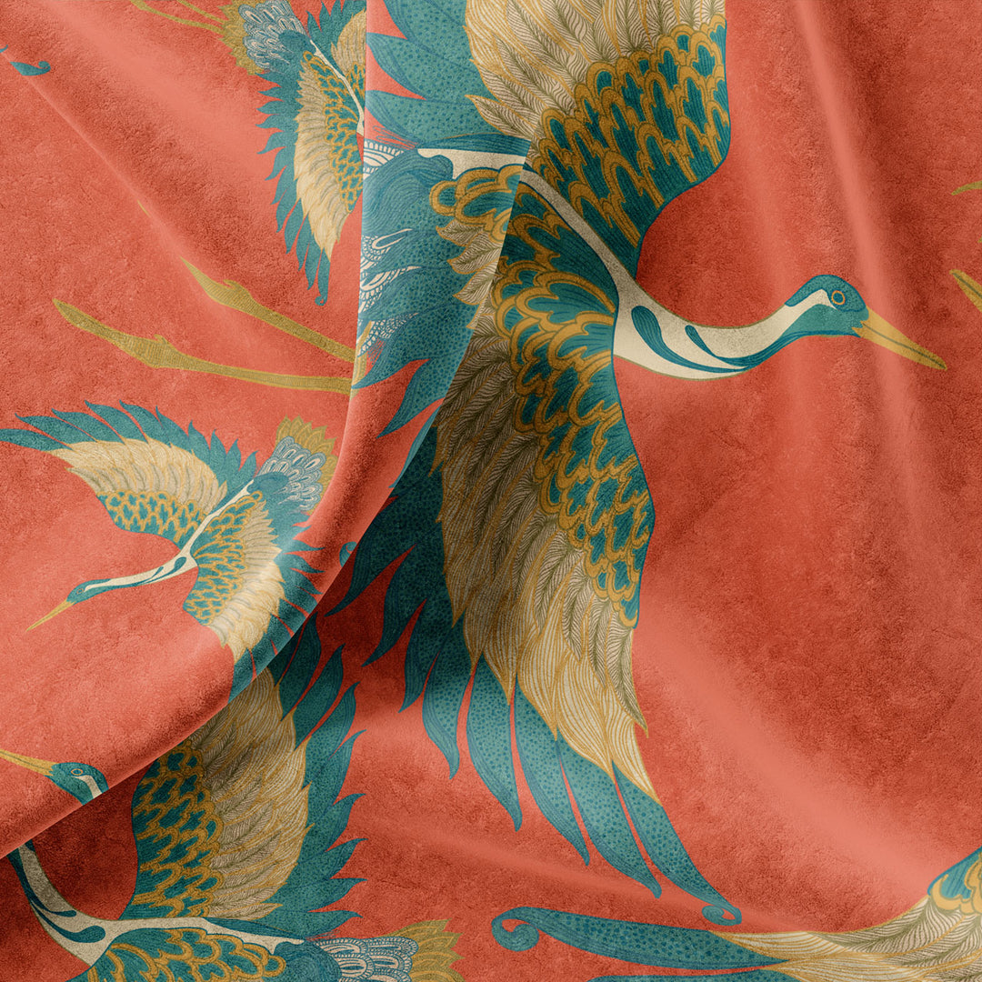 Pachamama Coral Velvet Fabric