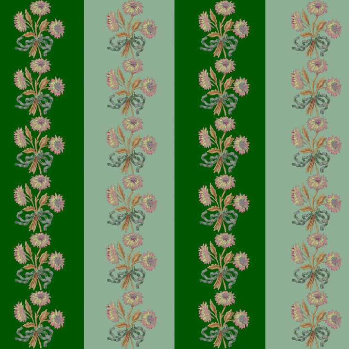 Chateau Stripe Green and Mint Wallpaper