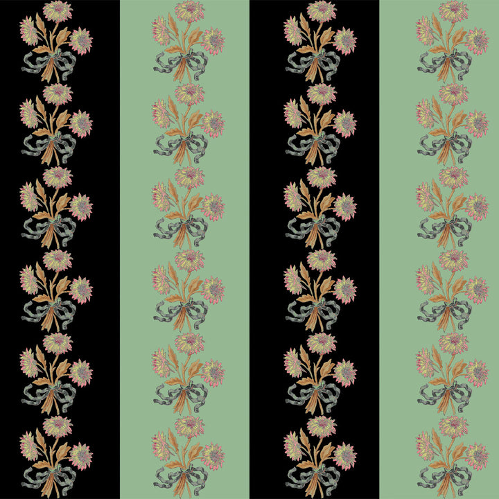 Chateau Stripe Ink and Mint Wallpaper Sample