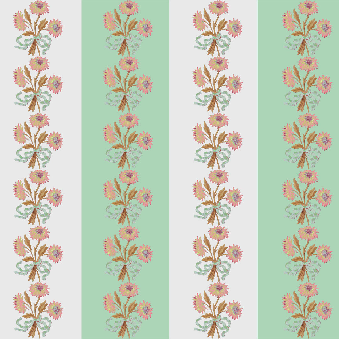 Chateau Stripe Peppermint and Chalk Wallpaper