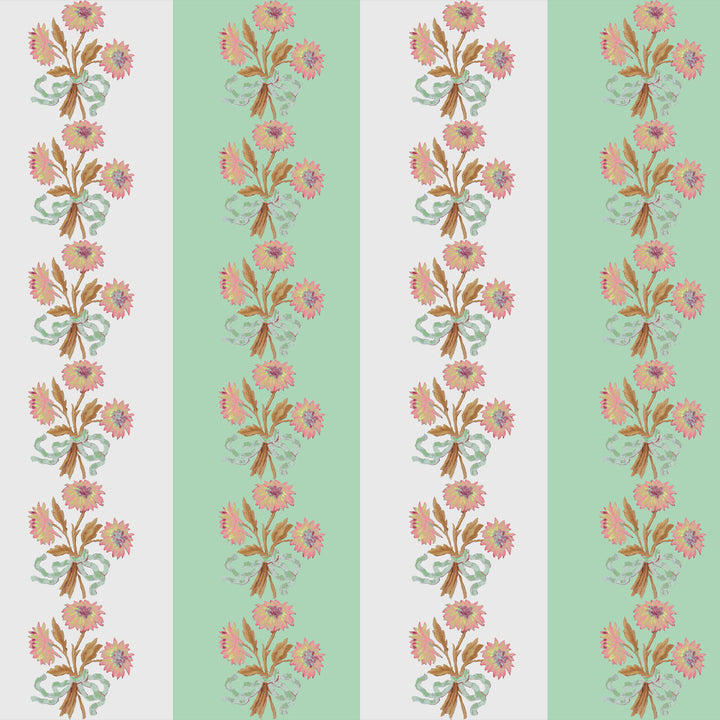 Chateau Stripe Peppermint and Chalk Wallpaper