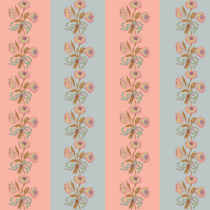 Chateau Stripe Peach and Cloud Wallpaper