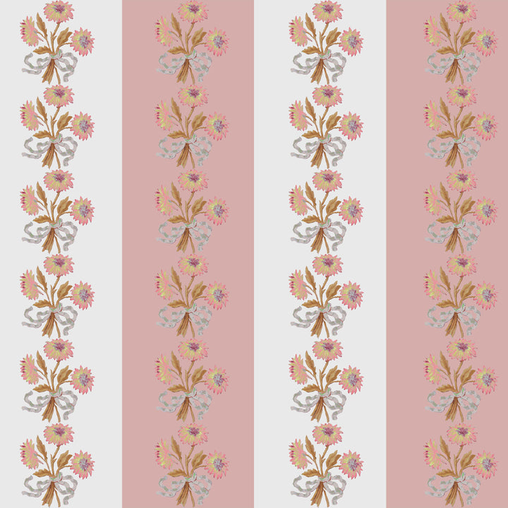 Chateau Stripe Peony and Chalk Wallpaper